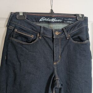 LAST CHANCE Eddie Bauer Curvy Straight Fit Dark Blue Jeans, Size 6